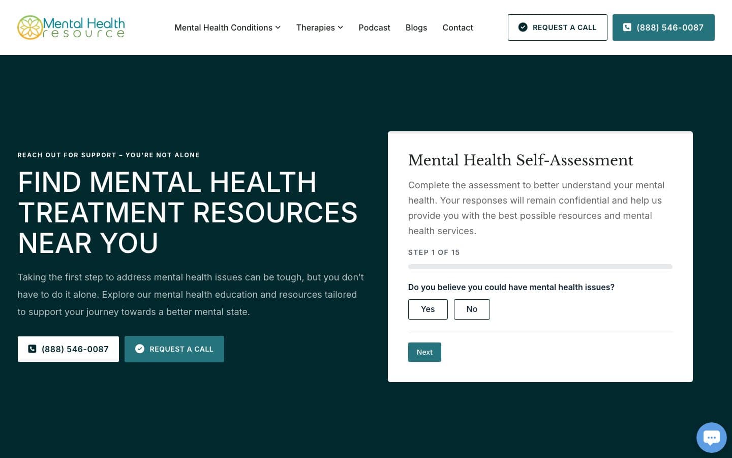 Mental Health Resource homepage